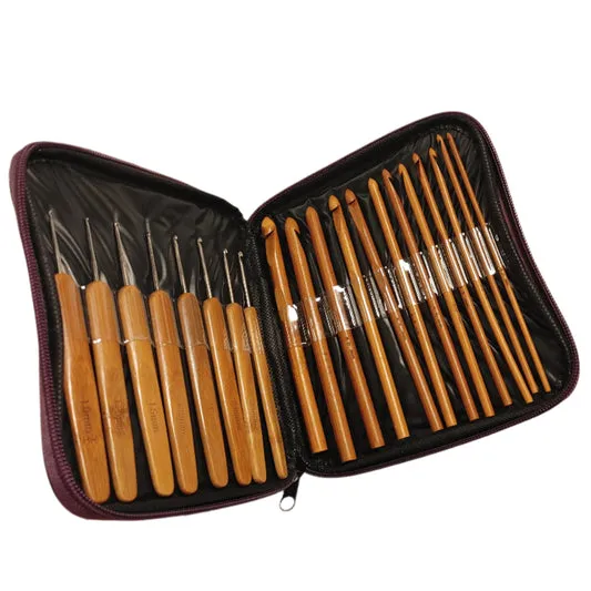 20 Piece Bamboo Crochet Hook Set